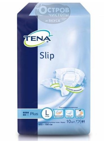Подгузники для взрослых TENA Slip Plus Medium (обхват талии 92-144 см, 6 капель), 10 шт - фото