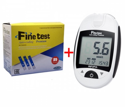 Глюкометр Finetest Premium (Файнтест Премиум) (Корея) + 25 тест-полосок - фото