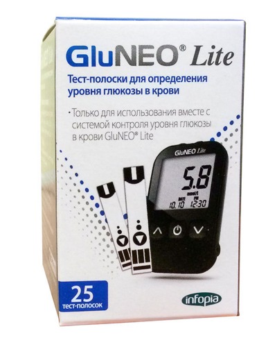 Тест - полоски для глюкометра Infopia GluNEO Lite, 25 шт.