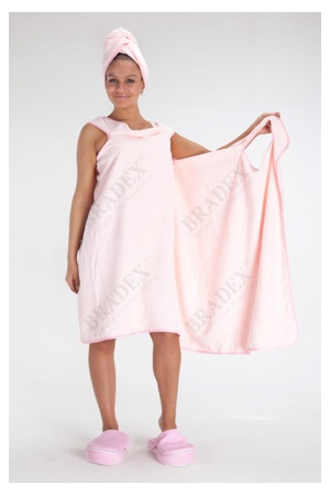 Халат-полотенце, розовый «С ЛЕГКИМ ПАРОМ» - фото3