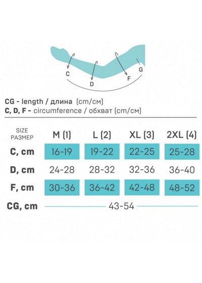 Рукав медицинский эластичный компрессионный, с плечом, с полуперчаткой 0403-02, 2-й класс компрессии (Латвия)